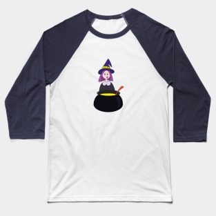 Little Witch Halloween Cauldron Baseball T-Shirt